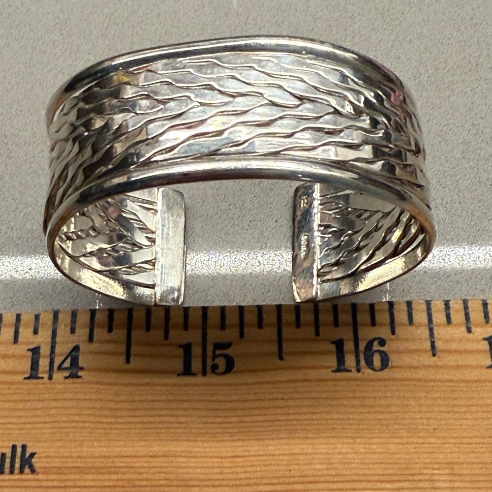 Silver basket weave Cuff Bracelet